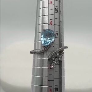 Stamped 925 Sterling Silver Swiss blue topaz ring